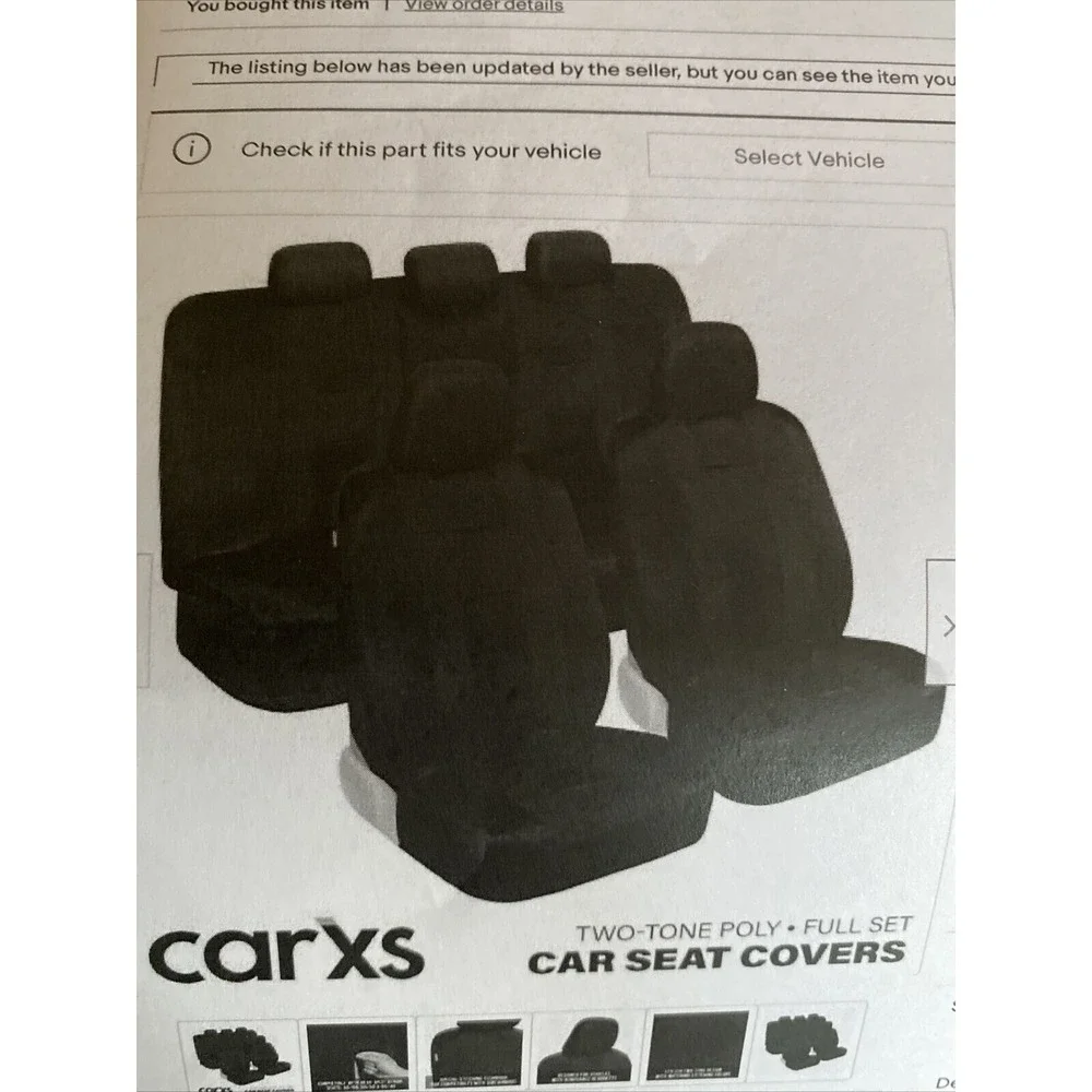 Solid Black Car Seat Covers Full Set for Auto Truck SUV Front & Rear Bench